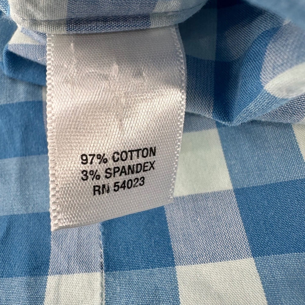 Banana Republic Mens XL Blue White Gingham Short SL Button Down Stretch‎ Shirts - Picture 6 of 16